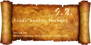 Izsákovits Norbert névjegykártya